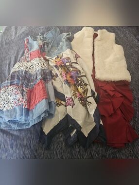 Girls Bundle 4 pieces Size 4-7 dresses and vest